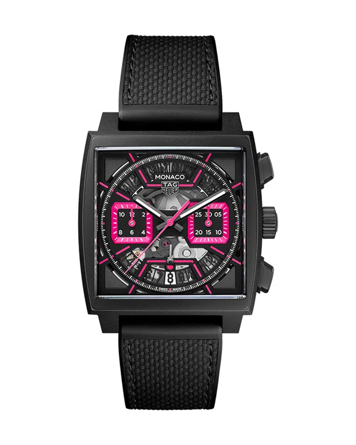 tag heuer monaco chronograph black pink