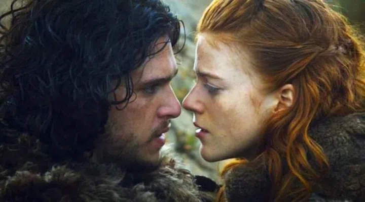 Harington and Leslie as Jon Snow and Ygritte on Game of Thrones. Photo: HBO