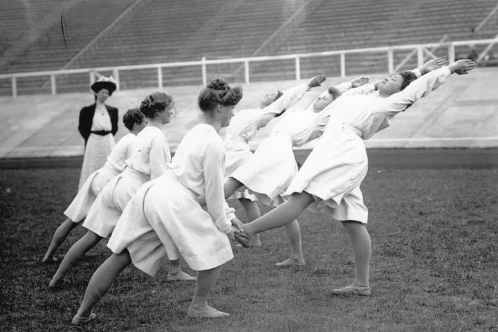 Danish gymnasts practicing for the London Olympics. Photo: Getty