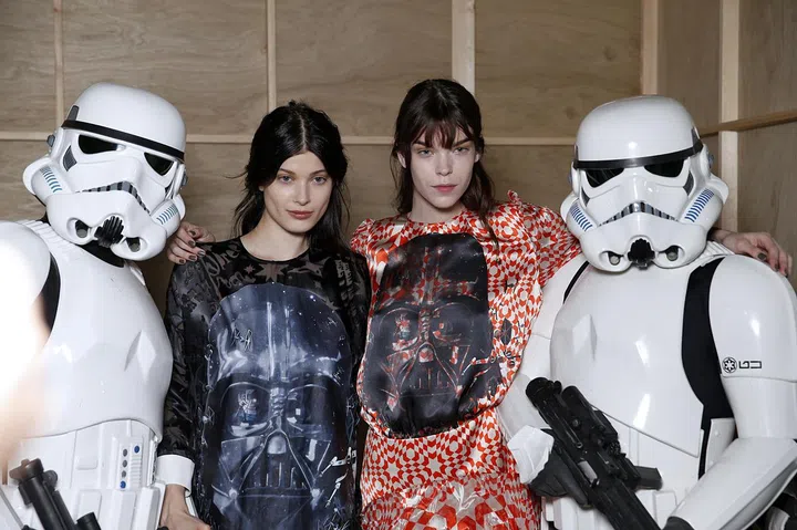 Preen cued up the "Imperial March" for a batch of silk blouses emblazoned with Darth Vader's mug for fall 2014. The Empire Strikes Back, indeed