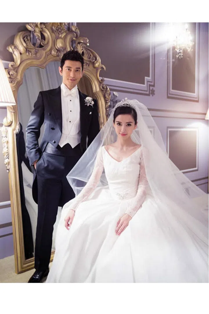 The haute couture Dior gown that Chinese model, actress and singer Angelababy wore on her wedding day may not have a price tag attributed to it, but considering the five months it took to make and the 115 feet of satin organza used, it's safe to say that the cost was high. Photo: Instagram/Dior