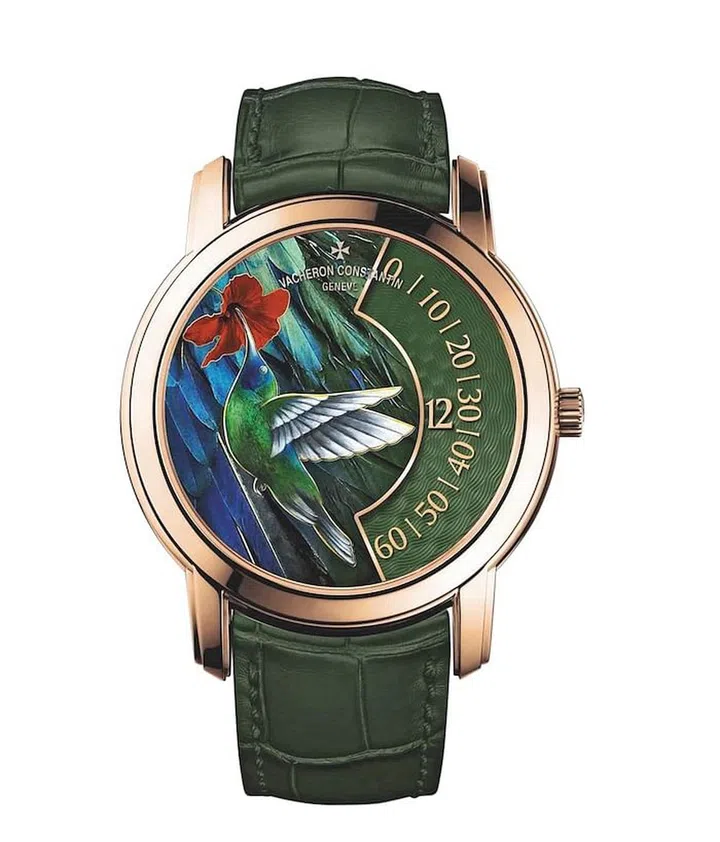 Pink gold Les Cabinotiers “The Singing Birds” – Hummingbird watch,. (Photo: Vacheron Constantin)