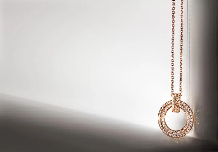 Tiffany T1 circle pendant in 18k rose gold with diamonds. (Photo: Tiffany & Co.)
 