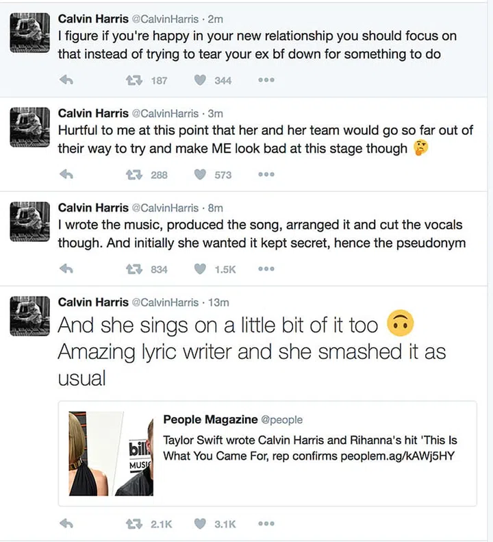Calvin Harris To Taylor Swift: Focus On Your New Relationship, Not Burying Me