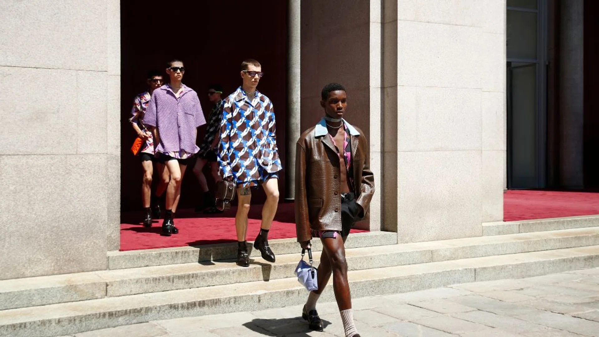 Menswear spring summer 2025 Gucci Prada Loewe Fendi DSquared2 Dries Van Noten shorts skin sexy sheer