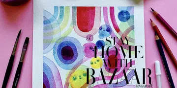 Stay Home With BAZAAR - Simple Watercolour Illustration