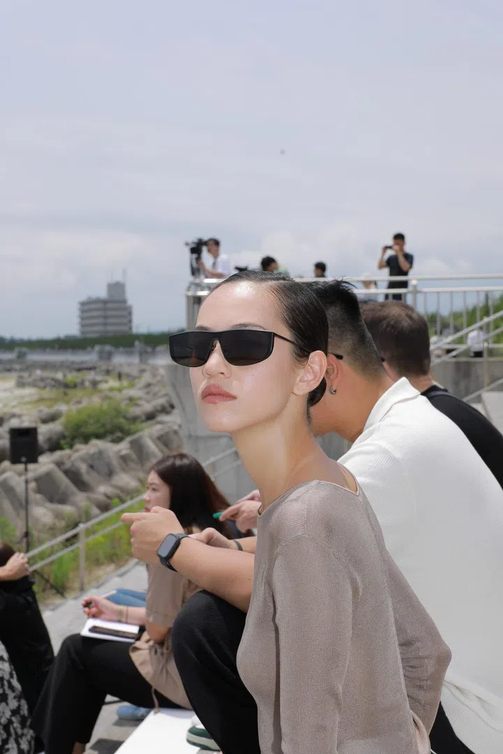 Kiko Mizuhara watching the “When The Sky Blooms With Sakura” fireworks display in Iwaki, Japan. Image: Saint Laurent.