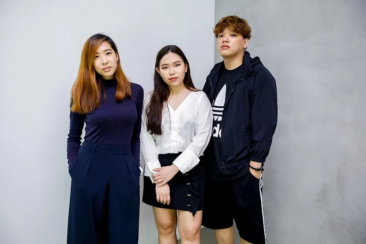 From left: Finalists Ang Hui En, Julian Cheong and Andrew Low
