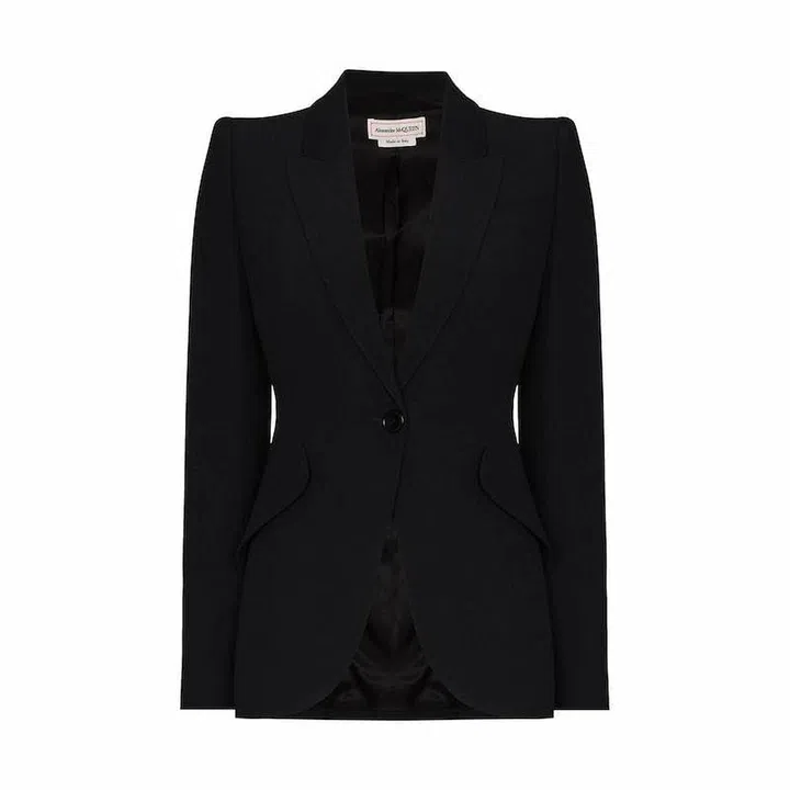 Peak-Lapel Single-Breasted Blazer, US$2,385 (S$3,218), Alexander McQueen at Farfetch

