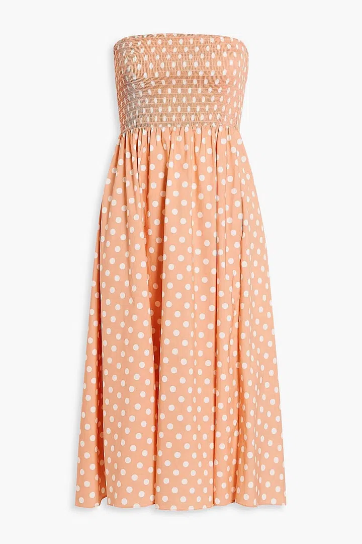 Haisley Shirred Polka-Dot Cotton-Blend Poplin Midi Dress, $372, Caroline Constas at The Outnet