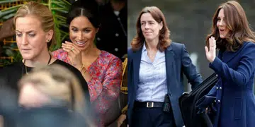 Meghan Markle and Kate Middleton with bodyguards
