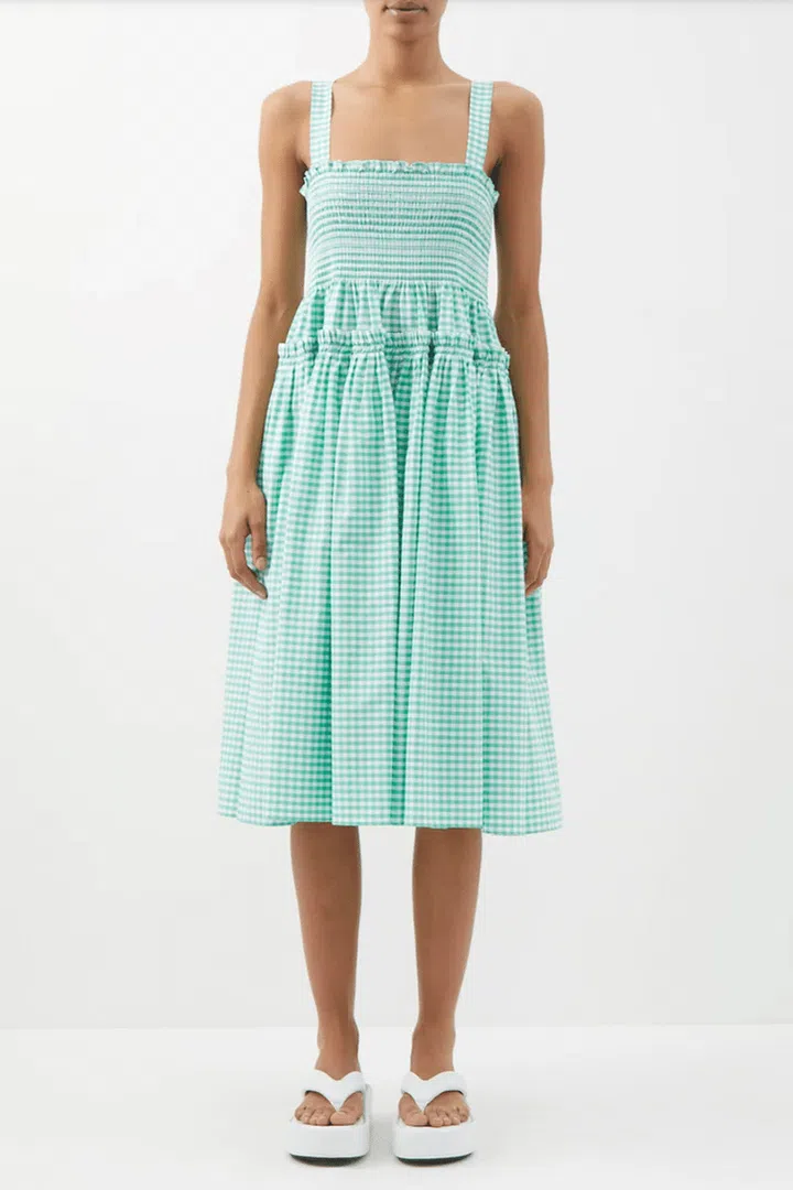 Shirred Gingham Cotton Midi Dress, $1,193, Molly Goddard at Matchesfashion
