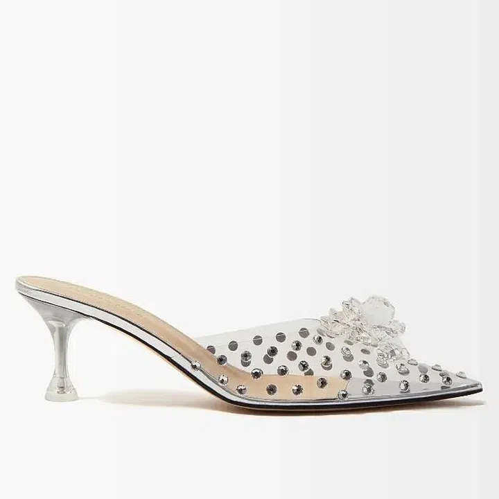 Crystal-Embellished PVC Pumps, $1,674, Mach & Mach