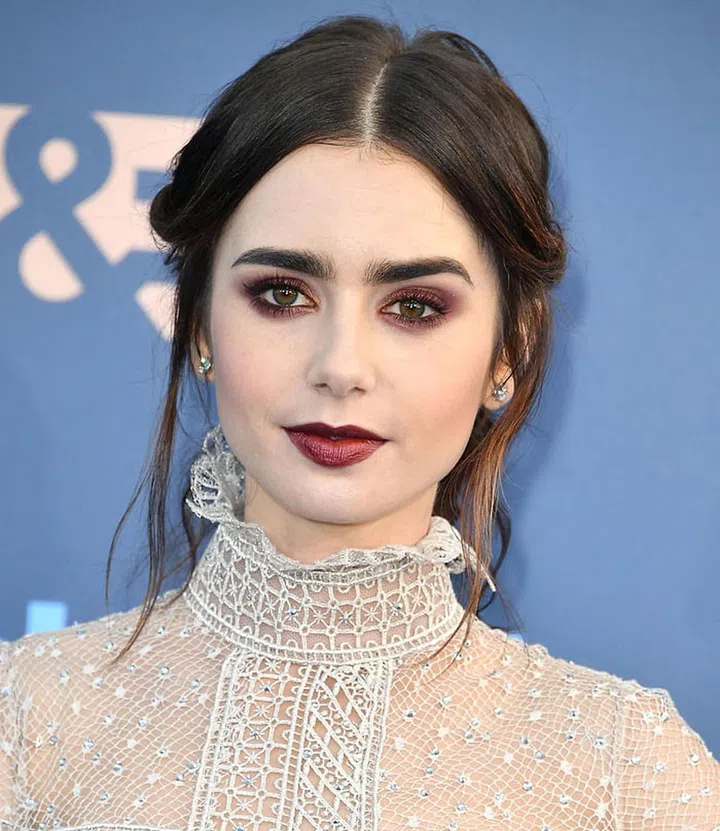 A deep wine lip and eye looks both elegant and gothic.
