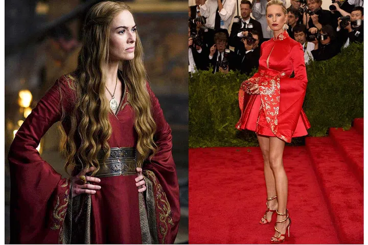Cersei Lannister: Probably plotting to kill someone in King's Landing.

Karolina Kurkova: In Tommy Hilfiger at the 2015 Met Gala. Photo: HBO/Getty