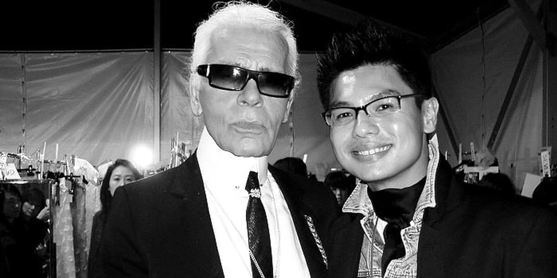 Karl Lagerfeld and Kenneth Goh in Tokyo, December 2004