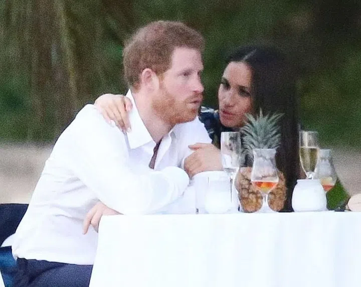 Meghan and Prince Harry together at a wedding earlier this year. Photo: FameFlynet