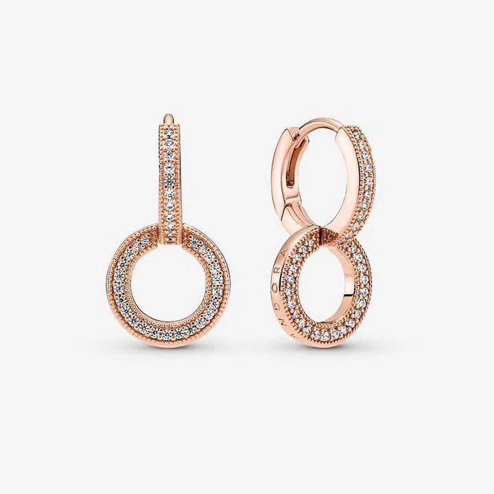Sparkling Double Hoop Earrings, S$149, Pandora
