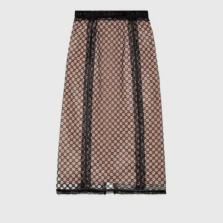 GG Net Skirt With Lace Trims, $3,100, Gucci