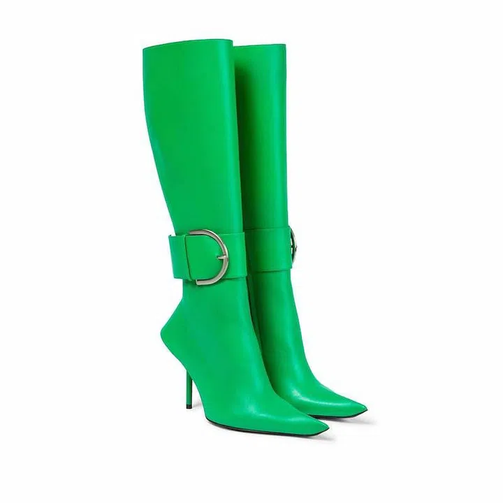 Essex Leather Knee-High Boots, $2,750, Balenciaga at Mytheresa
