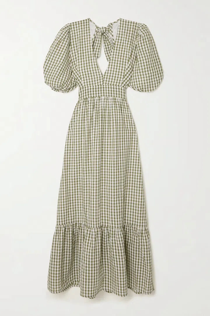 Romilla Cutout Gingham Cotton Midi Dress, $326, Faithfull the Brand at Net-a-Porter