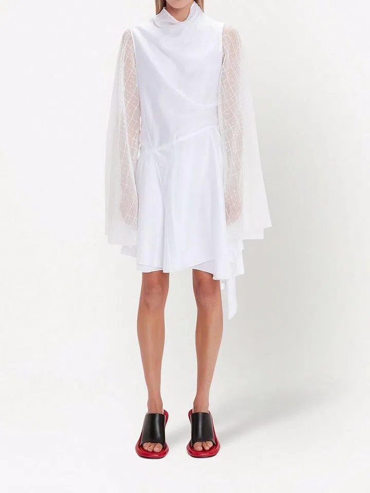 Pleated Sleeve Mock Neck Dress, $1,292, JW Anderson at Farfetch
