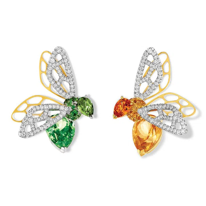 If there’s one jeweller who is able to turn creepy crawlies into glittering creations that women fawn over, it’s Chaumet. The French Maison’s Attrape-moi and Bee My Love collections have placed the industrial bee (a symbol favoured by brand patron Emperor Napoleon I) front and
centre of its designs. These new Jardins “Abeilles” High Jewellery earrings continue in that vein just so you can carry an emblem of royalty with you wherever you go.
