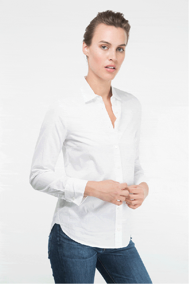 Why: Business in the front, party in the back.
How to: Tuck the front half of the shirt inside your pants or jeans, leaving the back half out.
J. Crew shirt, $70, jcrew.com, Citizens of Humanity jeans, $228, citizensofhumanity.com. Photo: Elizabeth Griffin.
