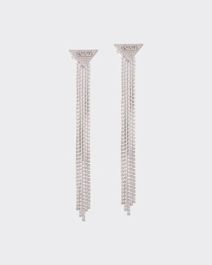 Crystal Logo Jewels Zirconia Earrings, $2,050, Prada