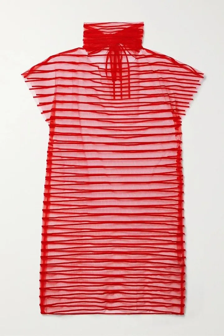 Flocked mesh turtleneck top, $944, Dries Van Noten from Net-a-Porter
