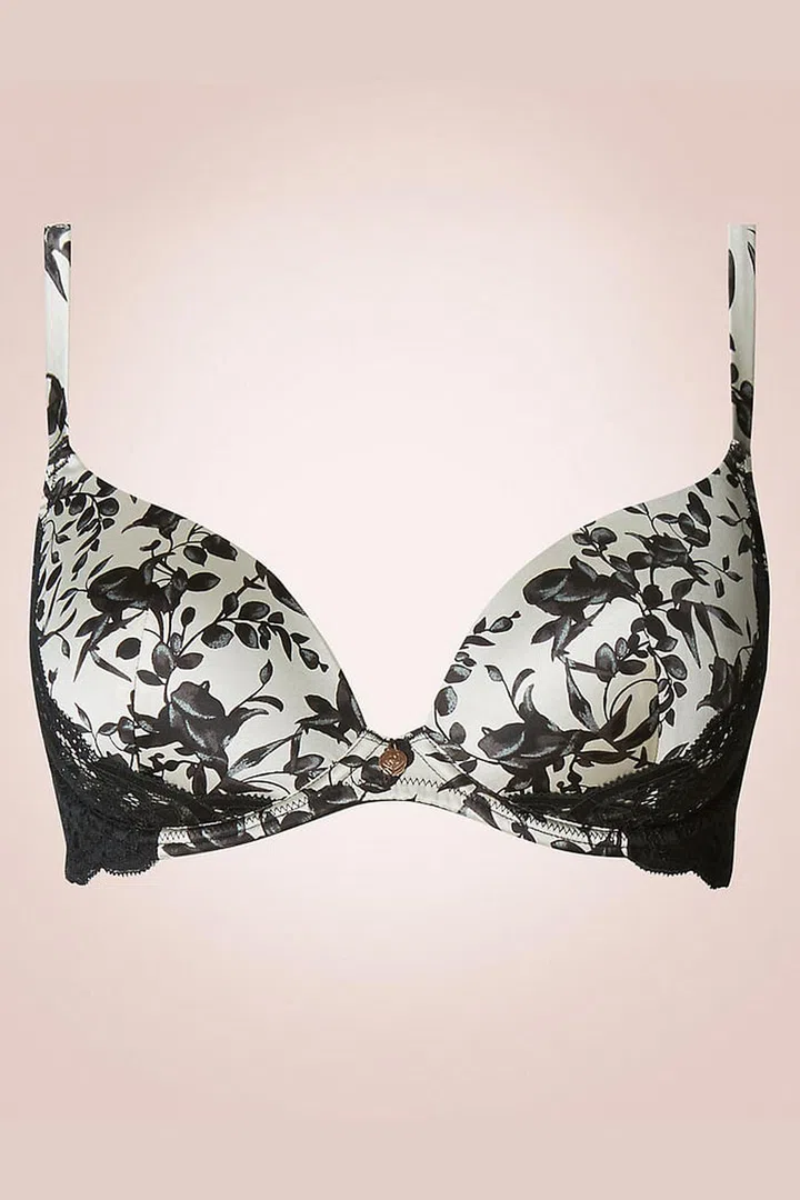 Rosie for Autograph Silk & Lace Print Plunge Padded Bra, $79.90