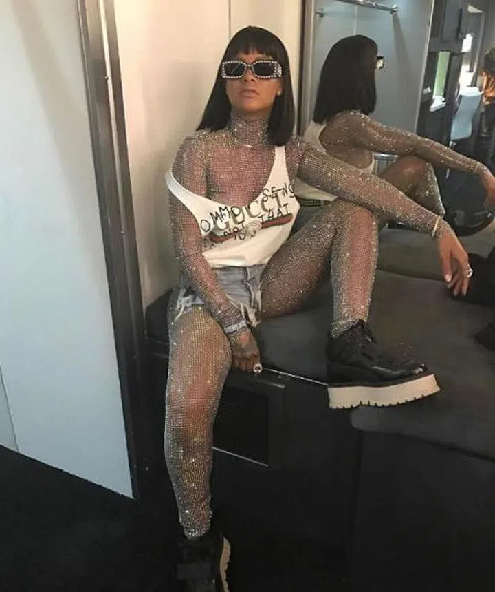 Bad Gal RiRi wore the full Gucci look to Coachella this year. Photo: Getty 