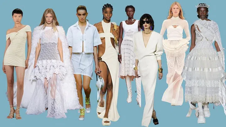 Photos (from left): Self-Portrait, Louis Vuitton, Dior, Balmain, Marine Serre, Saint Laurent, Givenchy and Simone Rocha