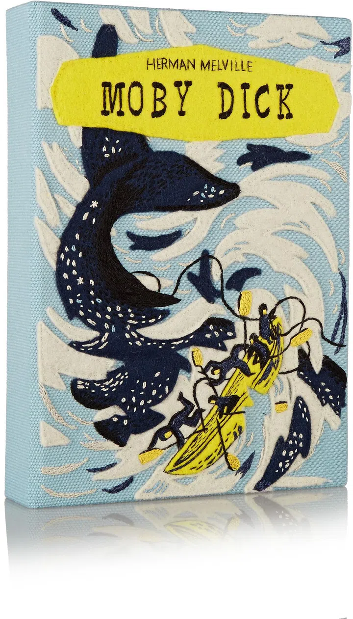 Moby Dick Embroidered Canvas Clutch 