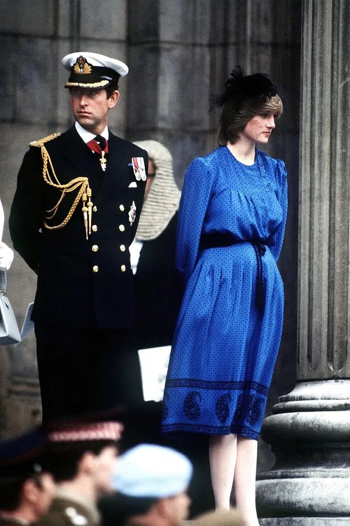 On the steps of St Paul's Cathedral in London after attending the Falklands War memorial service. Photo: Getty 