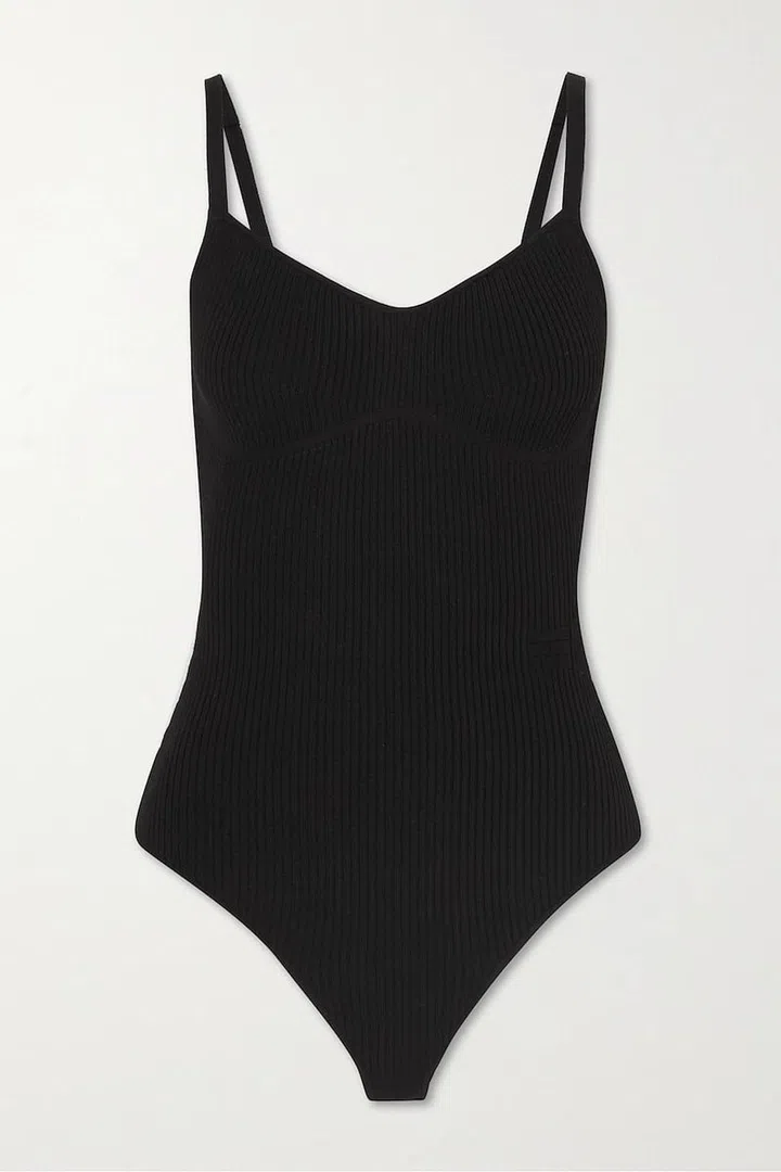 Ribbed Stretch-Knit Bodysuit, $432, Frame at Net-a-Porter