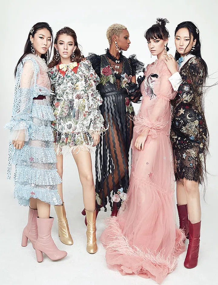 The designer outfitted his vision of the modern Alice in plenty of romantic lace, frills and embellishments, with a distinct vintage and thrift store aesthetic.