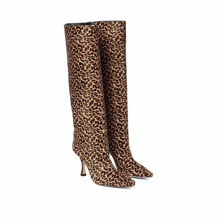 Chad 90 Leopard-Print Calf Hair Knee-High Boots, $1,140, Jimmy Choo at Mytheresa
