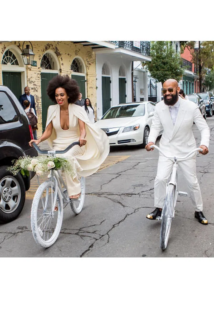 What better way to celebrate your nuptials than by wearing an outfit you can actually move around in? That's exactly what Solange Knowles did on her way to marry music video director Alan Ferguson in New Orleans on November 16, 2014. Her look was totally stunning, yet super comfy — she could even ride a bike in it!