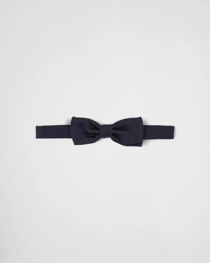 Party dress codes black tie Prada silk navy blue bow tie