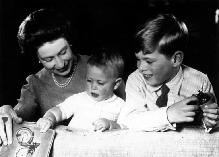 The Queen playing with Princes Edward and Andrew in June, 1965. Photo: Getty