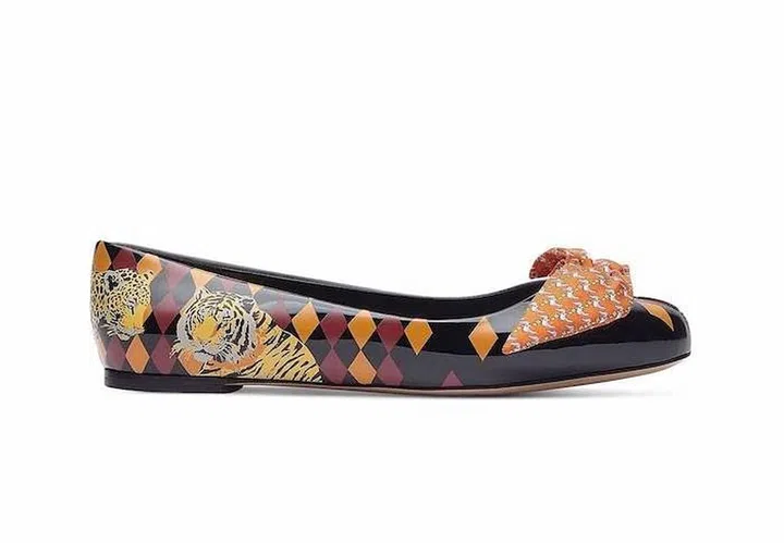 Varina Printed Upcycled Ballerina Shoes, $1,390, Salvatore Ferragamo at Farfetch