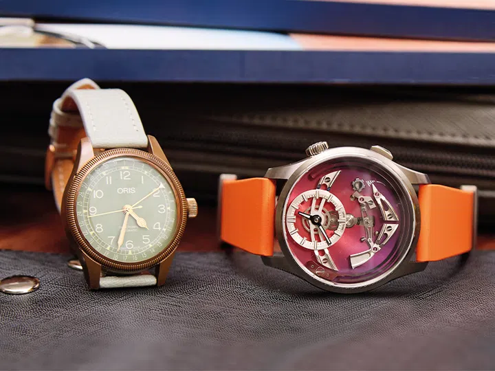 Oris Big Crown Pointer Date Christopher Ward X WYRD C1 Bel Canto watch on delugs straps