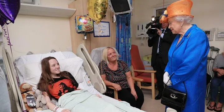 Queen Elizabeth II pays a visit to the Royal Manchester Children's Hospital to meet victims of the terror attack in Manchester.