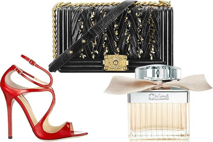 From left: Jimmy Choo sandal, $795, jimmychoo.com; Chanel bag, $5,100, similar styles available at chanel.com; Chloé Eau de Parfum, $105, sephora.com. Photo: Courtesy