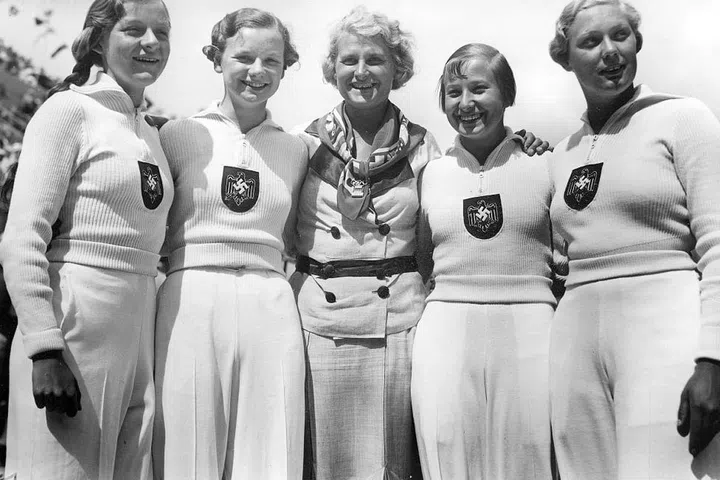 German women competing in the 4 x 100 meter dash race at the Berlin Olympics. Photo: Getty