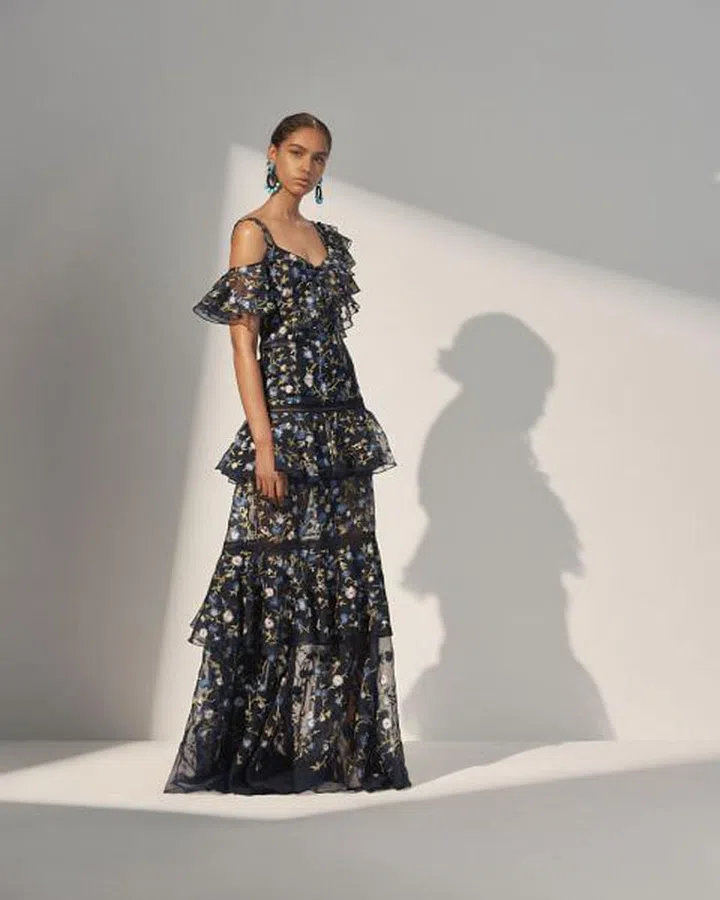 While boob-obscuring ruffles also obscure the silhouette for added mystery. 