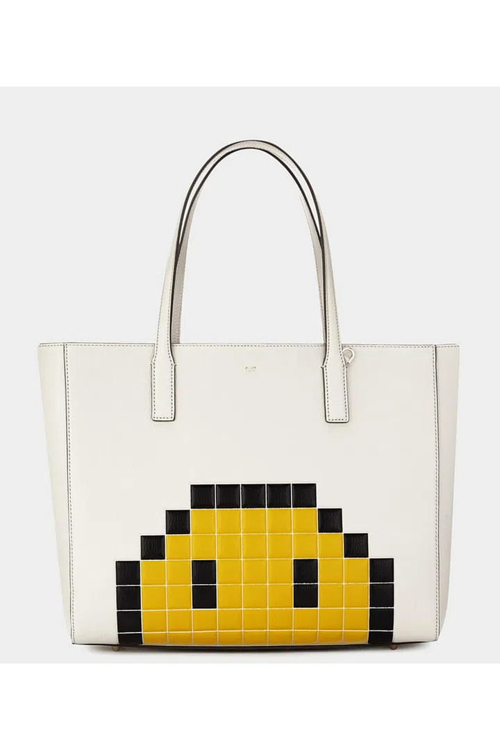 Pixel smiley in chalk capra. Photo: Anya Hindmarch