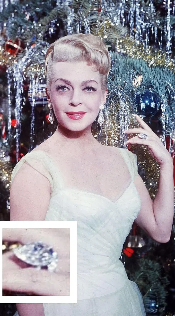The actress received this pear-shaped diamond from one of her eight husbands.

Photo: Getty 