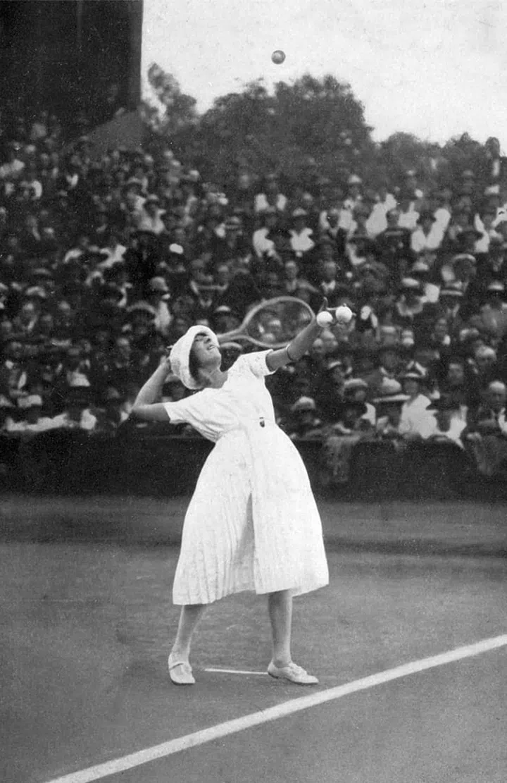Suzanne Lenglen winning her first championship at Wimbledon Photo: Getty